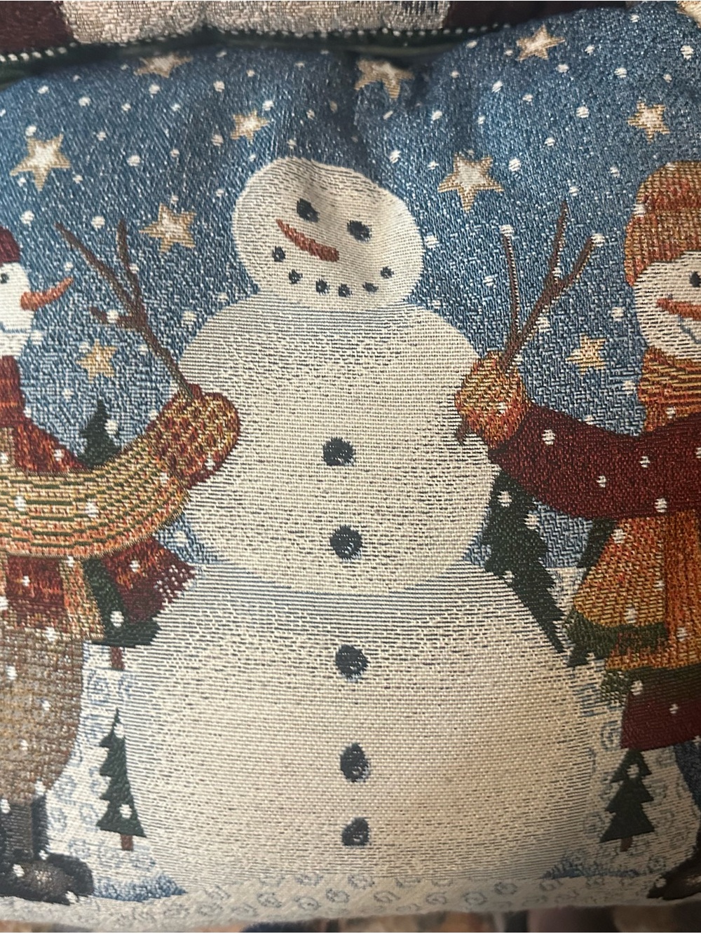 Vintage Holiday Snowman Decorative Throw Pillow